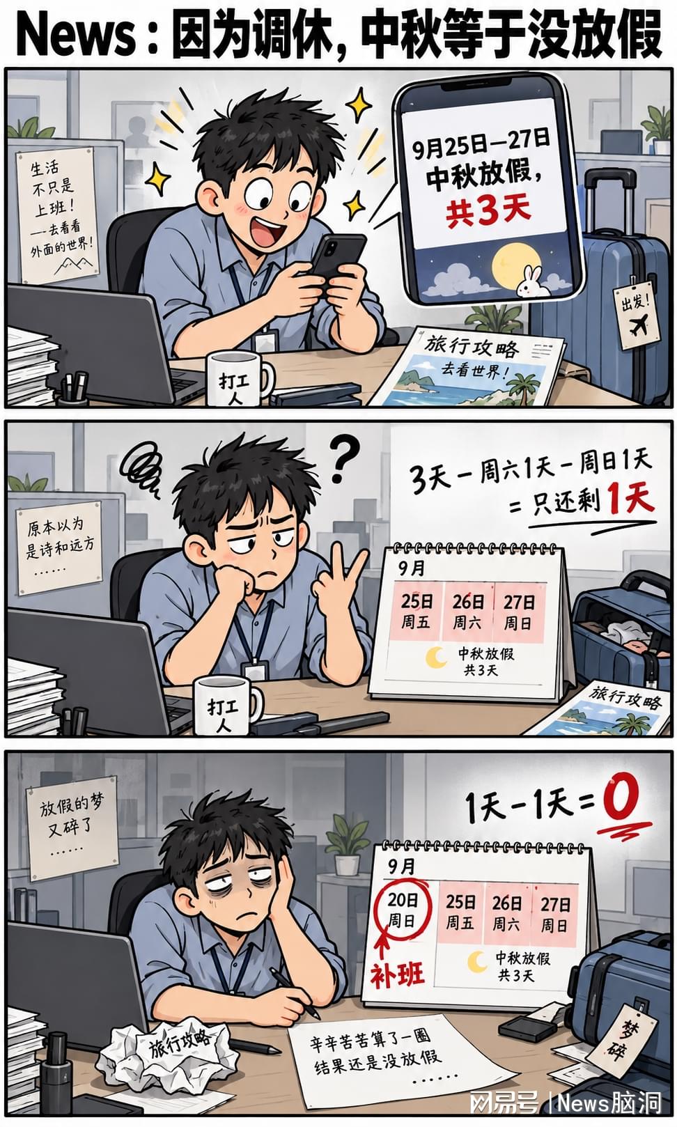因为调休，这个中秋假期，等于没放假
